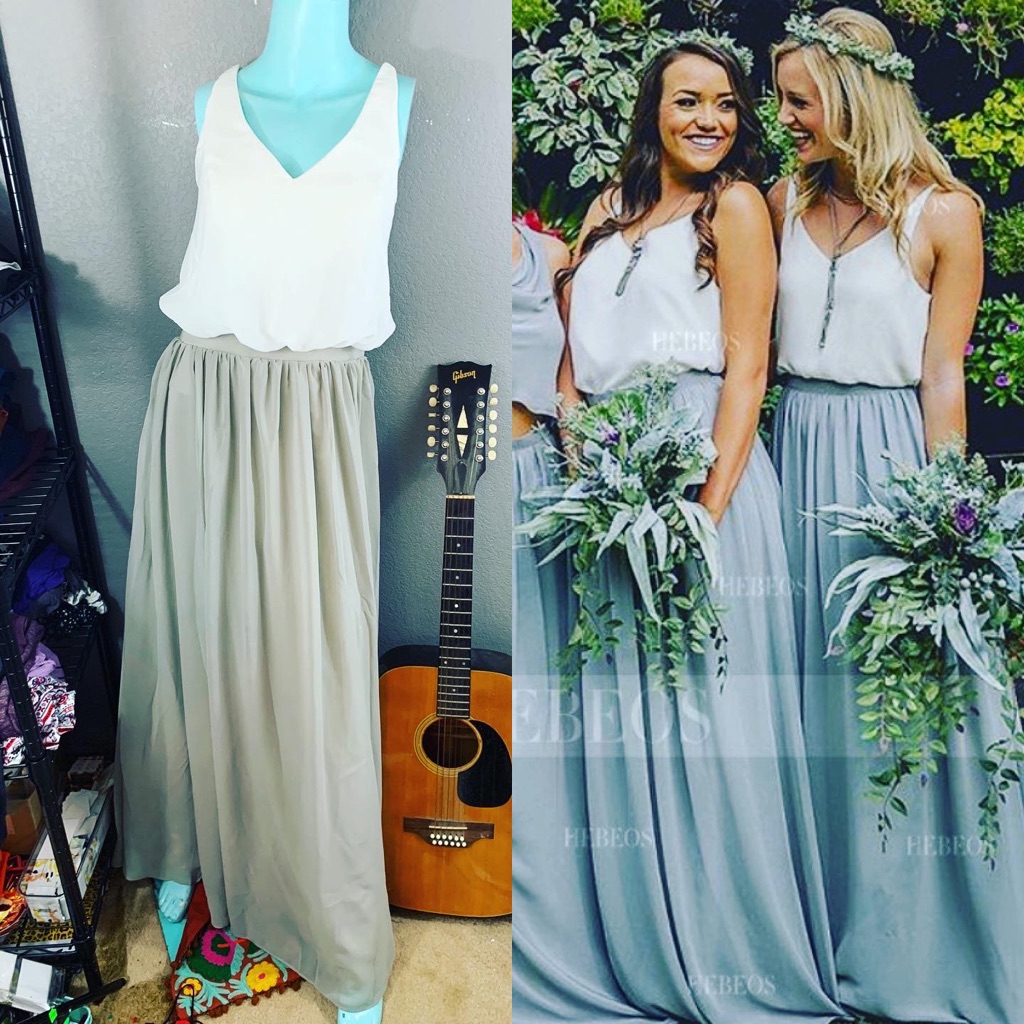 Nwt Hebeos Formal (Bridesmaids) Color Block Gown Grey Silver White Maxi $547!